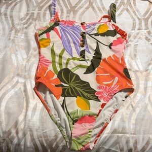 Sanctuary One-Piece Swimsuit in White, Orange, Green, Pink, Purple & Yellow
